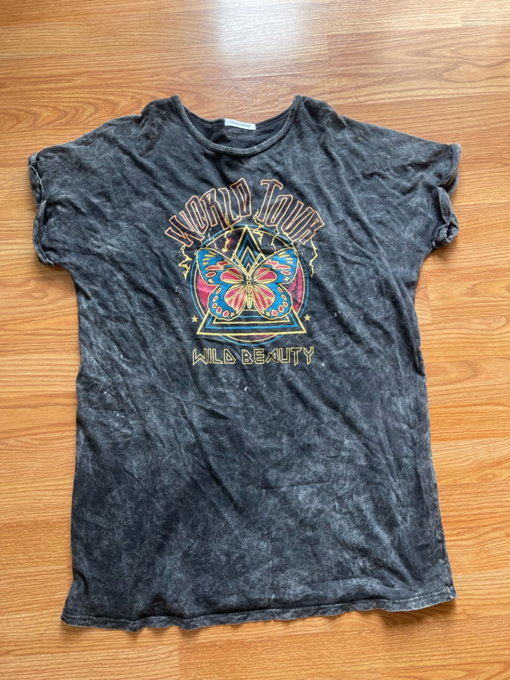 Caution To The Wind Black Acid-Wash T-Shirt Dress - Picture 1 of 2